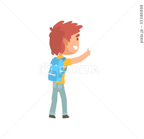 Cartoon male traveler hitchhiker with backpack 35386898