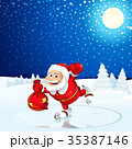 Santa Claus run on Winter Landscape 35387146