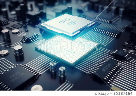 3D rendering Circuit board. Technology background 35387164