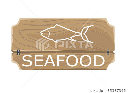 Seafood Template Poster with Fish Sign on Board 35387346