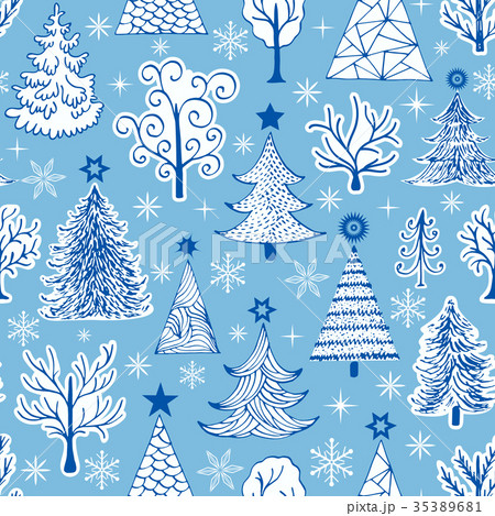 pattern with hand drawn christmas tree pattern with hand drawn christmas tree 35389681