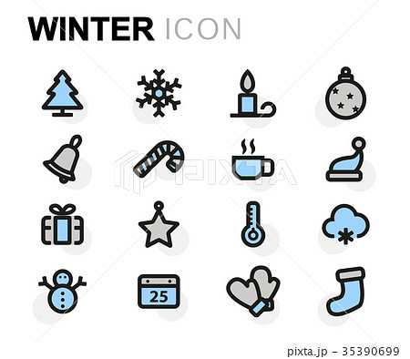Vector flat winter icons set Vector flat winter icons set 35390699