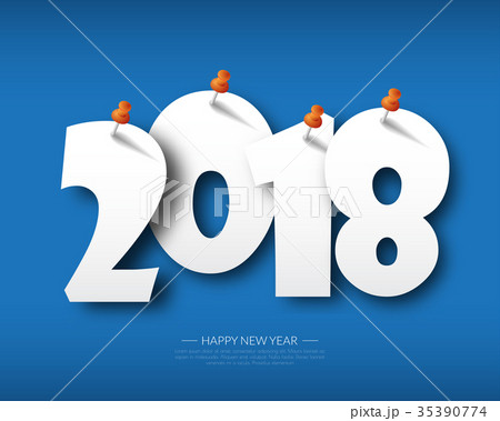 Happy new 2018 year. Greetings card. 35390774