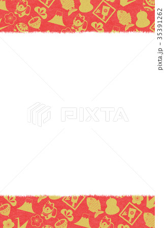 紅白金和紙年賀状戌狛犬 紅白金和紙年賀状戌狛犬 35391262