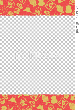 紅白金和紙年賀状戌狛犬 紅白金和紙年賀状戌狛犬 35391262