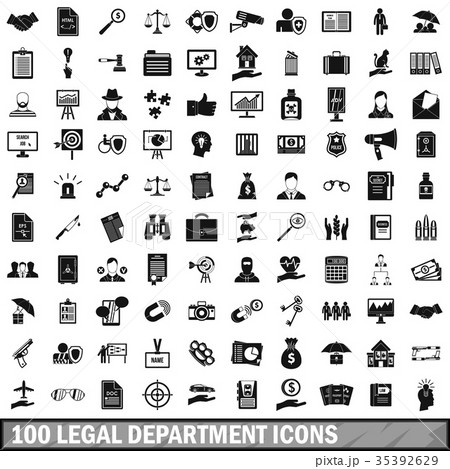100 legal department icons set, simple style 35392629