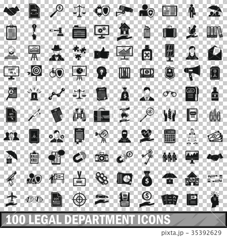 100 legal department icons set, simple style 35392629