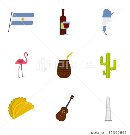 Buenos Aires travel icons set, cartoon style Buenos Aires travel icons set, cartoon style 35392645