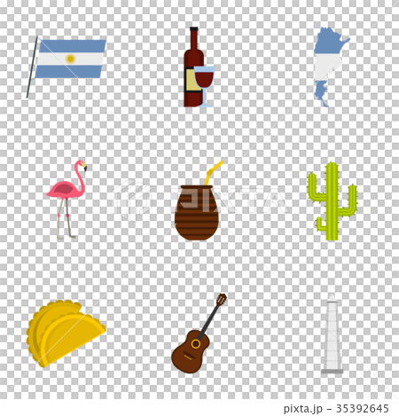 Buenos Aires travel icons set, cartoon style Buenos Aires travel icons set, cartoon style 35392645