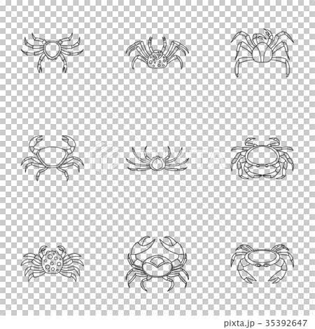 Different crab icons set, outline style 35392647