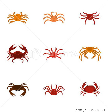 Different crab icons set, cartoon style Different crab icons set, cartoon style 35392651
