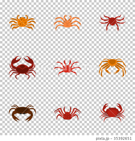 Different crab icons set, cartoon style Different crab icons set, cartoon style 35392651