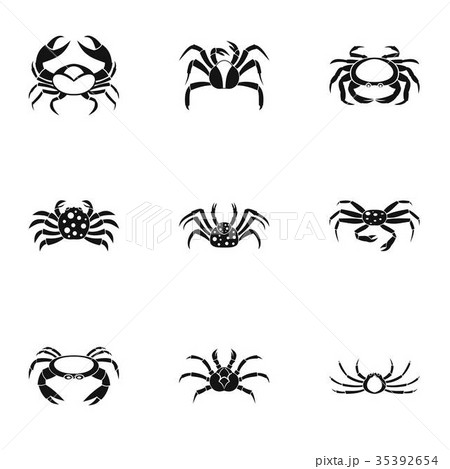 Different crab icons set, simple style Different crab icons set, simple style 35392654
