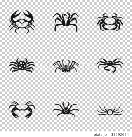 Different crab icons set, simple style Different crab icons set, simple style 35392654