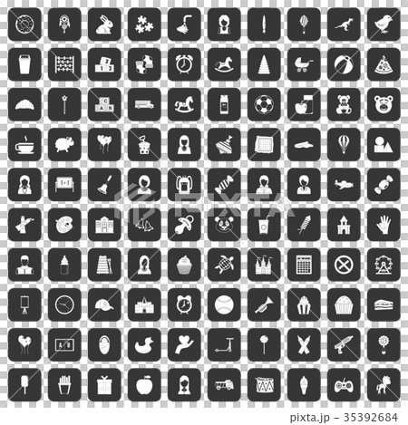 100 child center icons set black - Stock Illustration [35392684] - PIXTA