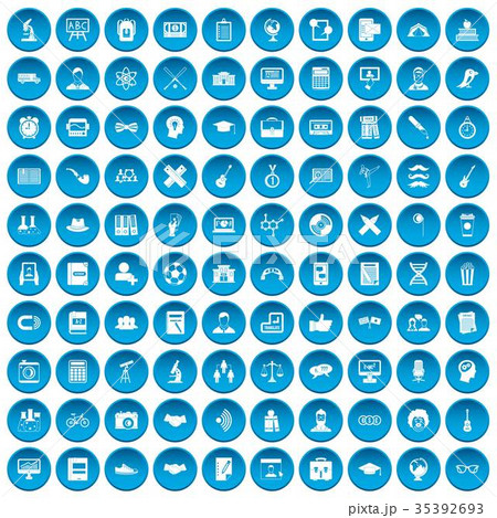 100 student icons set blue 35392693