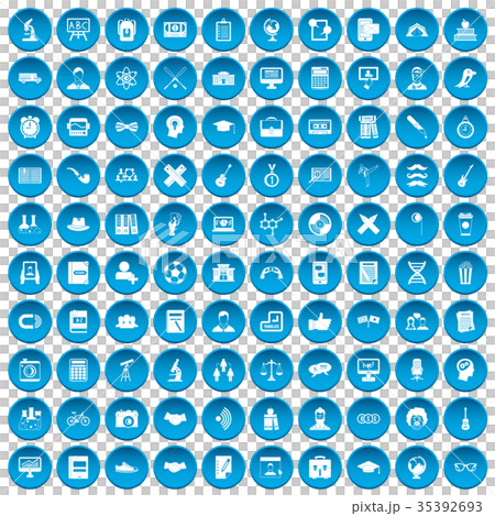 100 student icons set blue 35392693
