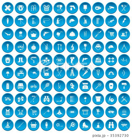 100 tackle icons set blue 100 tackle icons set blue 35392730