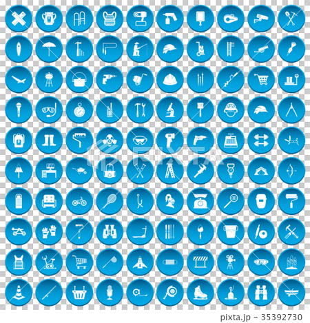 100 tackle icons set blue 100 tackle icons set blue 35392730