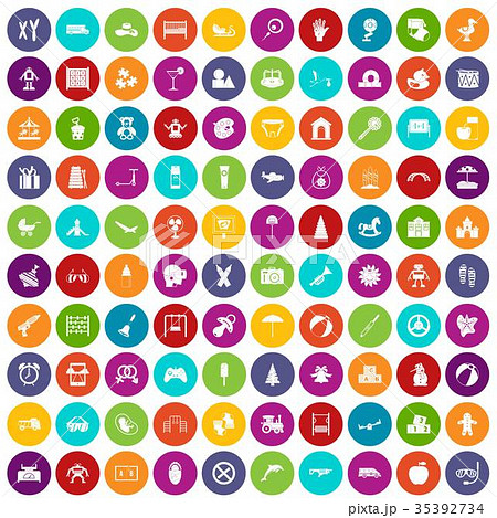 100 childhood icons set color 100 childhood icons set color 35392734