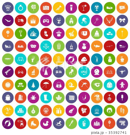 100 children icons set color 35392741