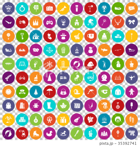 100 children icons set color 35392741