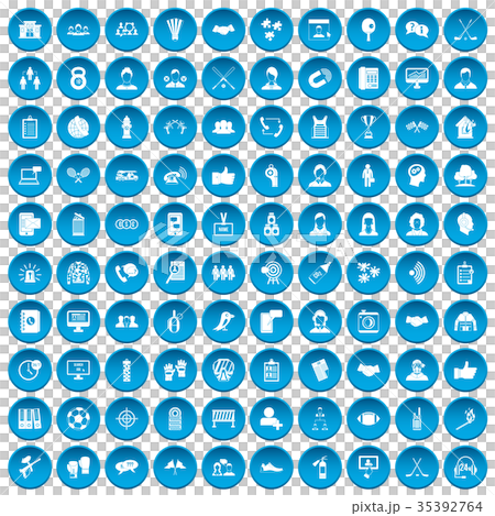 100 team icons set blue-插圖素材 [35392764] - PIXTA圖庫