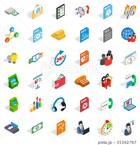 Business statistics icons set, isometric style Business statistics icons set, isometric style 35392767