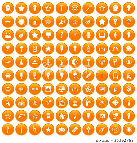 100 light icons set orange 35392768