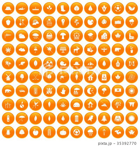 100 leaf icons set orange 100 leaf icons set orange 35392770