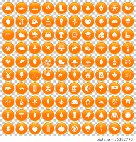 100 leaf icons set orange 100 leaf icons set orange 35392770