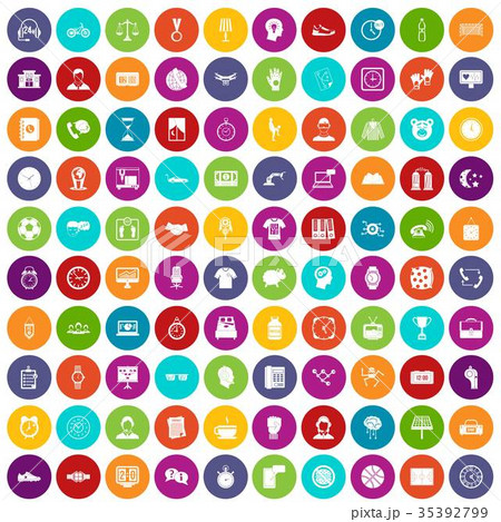 100 clock icons set color 35392799