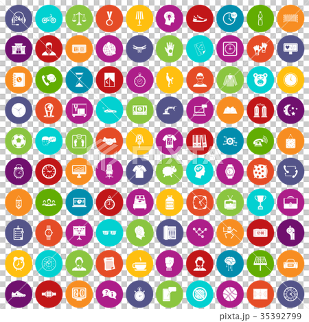 100 clock icons set color 35392799