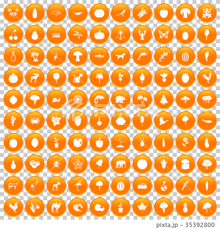 100 live nature icons set orange 100 live nature icons set orange 35392800