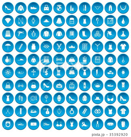 100 womens accessories icons set blue 35392920