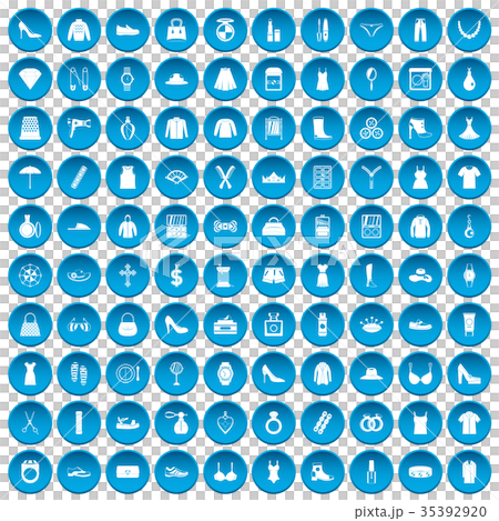 100 womens accessories icons set blue 35392920