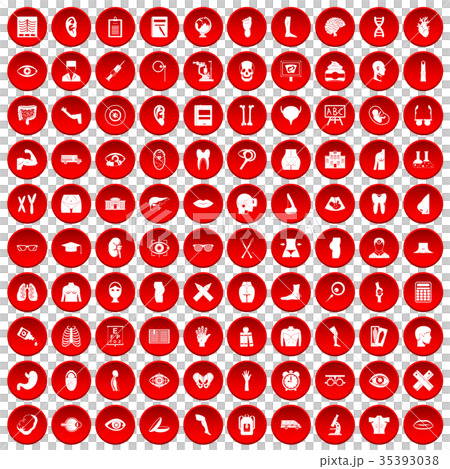 100 anatomy icons set red 35393038
