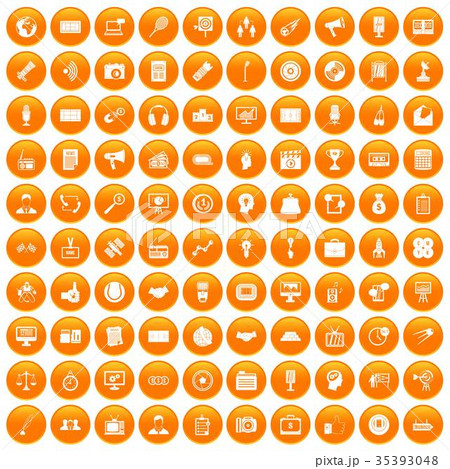 100 media icons set orange 100 media icons set orange 35393048