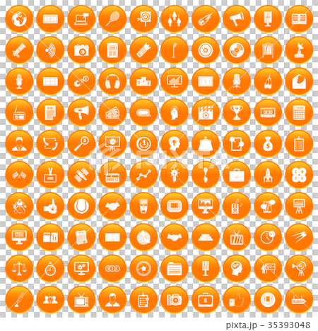 100 media icons set orange 35393048