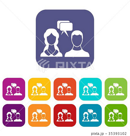 Speech bubbles with two faces icons set 35393102