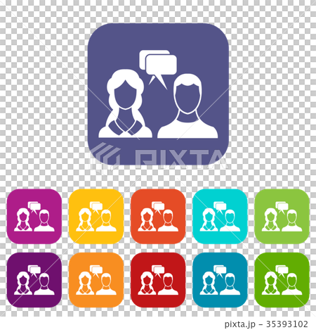Speech bubbles with two faces icons set 35393102