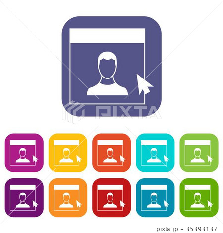Cursor point man on monitor icons set 35393137