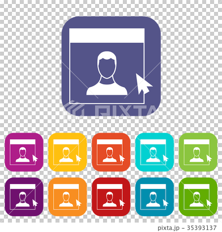 Cursor point man on monitor icons set Cursor point man on monitor icons set 35393137