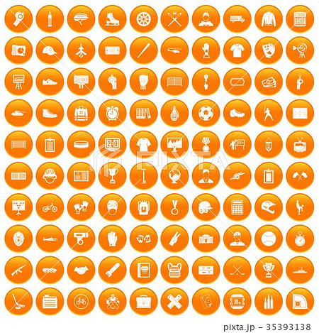 100 mens team icons set orange 35393138