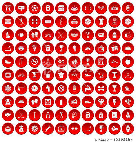 100 boxing icons set red 100 boxing icons set red 35393167