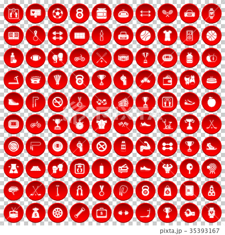 100 boxing icons set red 100 boxing icons set red 35393167