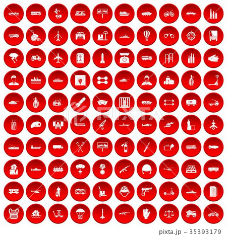 100 burden icons set red 35393179