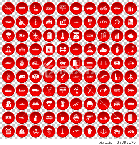 100 burden icons set red 35393179