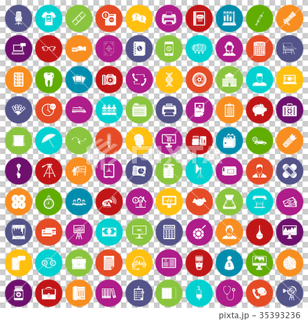 100 department icons set color 35393236