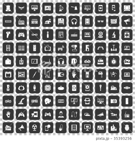 100 device app icons set black 35393256